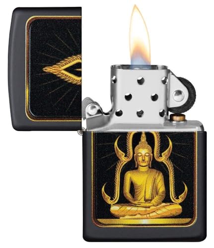 Encendedor Zippo personalizado mate negro buda miniatura 2
