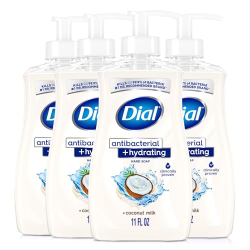 Image of Dial Antibacterial Plus Hydrating Coconut Milk Liquid Hand Soap, 11oz (Pack of 4)