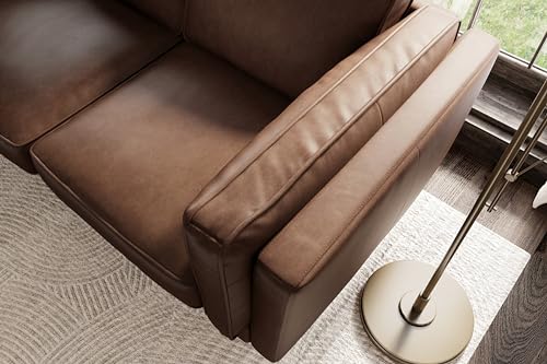 Image of Valencia Artisan Full Leather Sofa 88 inch | Pure Full Italian Nappa Leather Couch, Solid Wood Accent, Ultimate Comfort, Chocolate