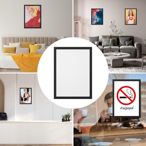 Comzantor 10 Stück Magnet Bilderrahmen A4, Magnetrahmen Aufklappbarer, Diamond Painting Rahmen, Magnetische Info-Rahmen Selbstklebend für Dokumente, Poster und Mehr im Din A4 Format (Schwarz)