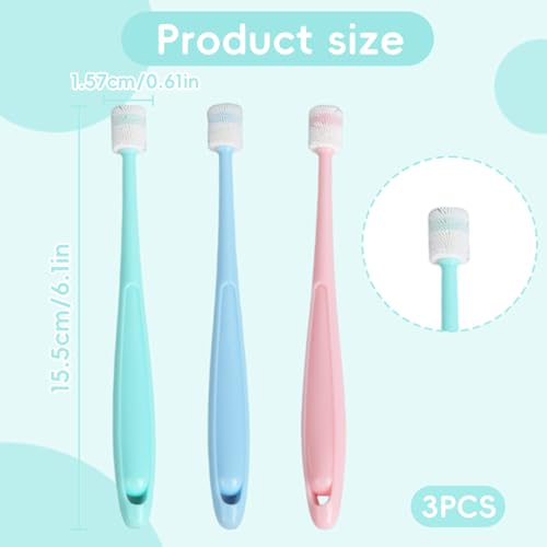 3 Stück Kleine Katze Zahnbürste,360 Grad Katzen Zahnbürste Weich,Langgriff Katzenzahnbürste für Katzen,Wiederverwendbar Hundezahnbürste für Kleine Hunde,Haustiere Silikon Toothbrush,für Dogs,Katzen