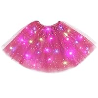 URAQT Jupe Tutu LED pour Femme, Jupe Tulle Femme Adulte Adolescent Parti Ballet Danse Fancy Dress Halloween Costume, Rouge Rose