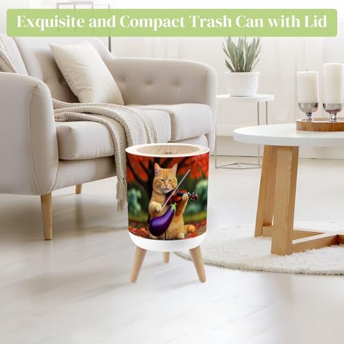 Caneca de basura redonda con tapa y patas 7L miniatura 2