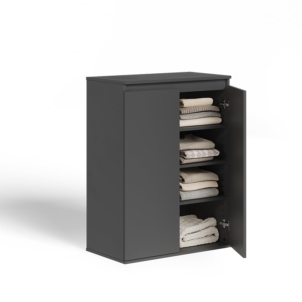 Vicco Cassettiera Claus, Antracite, 74 x 99.6 cm con 2 porte, per la conservazione di abbigliamento e oggetti per la casa