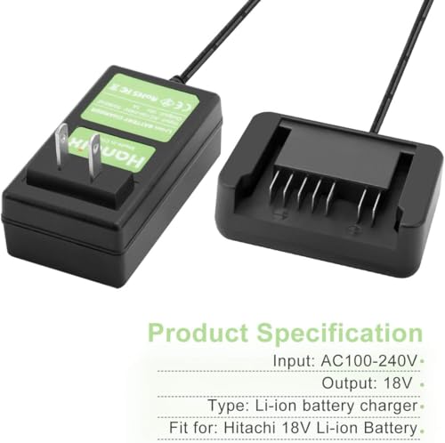 Image of 2Pack 4000mAh 18V Battery and Charger Compatible with Hitachi BSL1815X BSL1815S BSL1830 BSL1830C 330139 330557 339782,Replace for Hitachi 18V Battery
