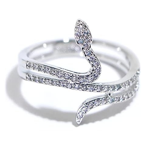 925 Sterling Silver Shiny Full Diamond Gemstone Ring Cubic Zirconia Rings CZ Diamond Snake Shape Ring Eternity Engagement Wedding Band Ring for Women (US Code 7) Cover