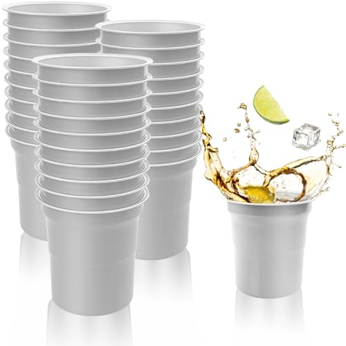 Zansens 30 Pieces Aluminum Party Drinking Cups, 16 Ounce Recyclable Party Cups, Aluminum Multi-Purpose Coffee Cups, Hot and Cold Drinking Cup Beer Mugs for Office Parties Camping Picnics Outdoor
