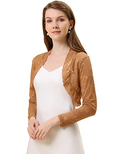 Image of Allegra K Women's Elegant Crop Cardigan Sheer Floral Lace Bolero Shrug Top