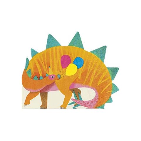 Talking Tables Packung mit 16 Dinosaurier-Servietten in Stegosaurus-Form Buntes Papiergeschirr Cover