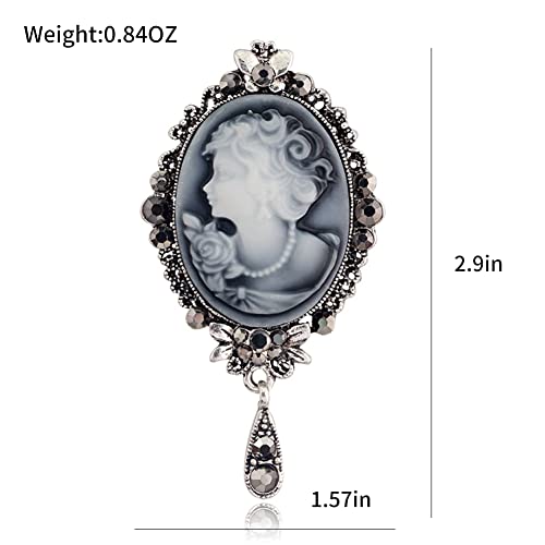 Image of lureme Vintage Elegant Victorian Lady Beauty Cameo with Crystal Brooch Pin (br000017)