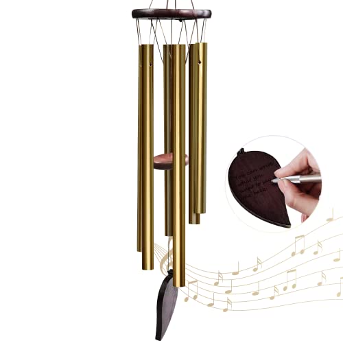 DERLOW Wind Chime Outside Sympathy - Memorial Wind Chime 30â€ Personalized Metal Wind Chime Gifts for Bereavement Funeral Garden Patio Balcony 6 Tuned