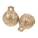 [LEDMOMO] 2個 タイガーヘッドベル ペットの首輪ジュエリー ドアベル 犬用ベル 犬のしつけボタン 鈴付き猫首輪 カウベル 犬の鈴の首輪 ミニ牛の鈴 ドアトイレトレーニング用の犬のベル. 銅