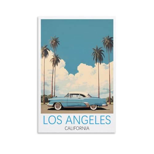Impression sur toile vintage Los Angeles California pour salon, chambre à coucher, dortoir, maison, bureau - 20 x 30 cm