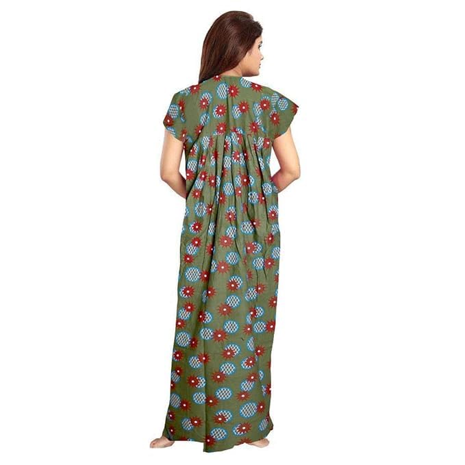 Image of Nighty for Women Cotton Printed Maxi Gown Ankle Length Nighty Night Dress Gown for Women Maxi - (Pack of 2)