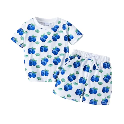 Kids Baby Girls Ruffle Floral 𝗣ajamas Toddler Clothes Set Newborn Ribbed Knit Short Sleeve Cotton 𝐒leepwear Outfit