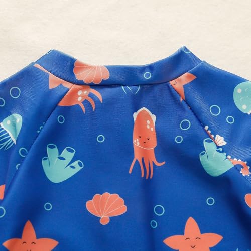 AIWUHE Boys One Piece Swimsuit Toddler Swimwear Rash Guard Suits Short Sleeve Zipper Bathing Suit UPF 50+ Beach Sunsuit 6M-3Y4