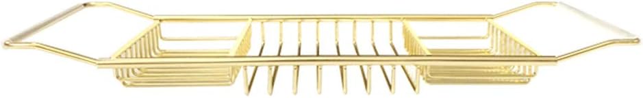 Tray Stainless Steel Bathtub Caddy Tray Stretch Bathtub Tray Light Luxury Rack Sides Holder Rack Golden Bathroom Rack Organizer (Color : Gold)