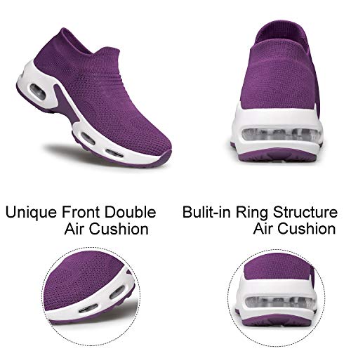 Image of YHOON Women's Walking Shoes Slip-On - Comfortable Work Shoes for Standing All Day, Breathable Air Cushion Nursing Sneakers