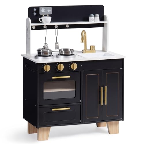 ROBOTIME Play Kitchen for Kids, Wooden Kids Play Kitchen Playset, Toddler Kitchen Pretend Play Set...