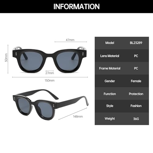 YAMEIZE Vintage Thick Round Sunglasses - Retro Square Thick Frame UVProtection Eyewear Driving Outdoor for Women Men3