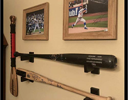 Baseball Bat Display Wall Mount - Handmade In Usa Solid Maple W/Felt Liner And Hidden Screws - Horizontal Bat Hanger (Natural) #TOP4