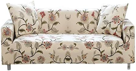 Donzake Printed Sofa Cover Stretch Couch Cover Sofa Slipcovers for Cushion Couch with 2 Free Pillow Cover (Large, Cream)