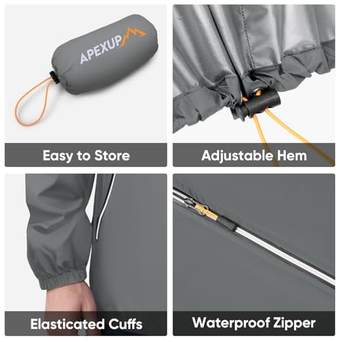 Image of APEXUP Packable Rain Jacket Men Waterproof Lightweight Raincoat with Hood