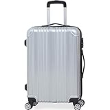 Cestbon Ligero Carcasa Dura 4 Ruedas Trolley De Viaje Maleta Juego De Maletas Holdall Cabin Case 20",Plata