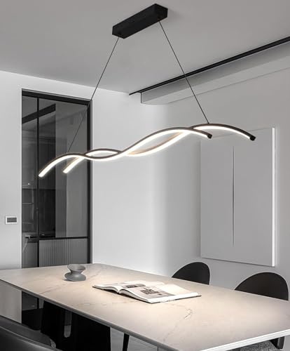 Lámpara colgante LED moderna regulable en negro para comedor y cocina