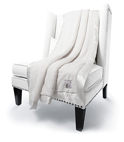 Little Giraffe Luxe Throw Blanket - at Home Soft Faux Fur Blanket with Satin Trim for Couch - 59 x 88 - Cream