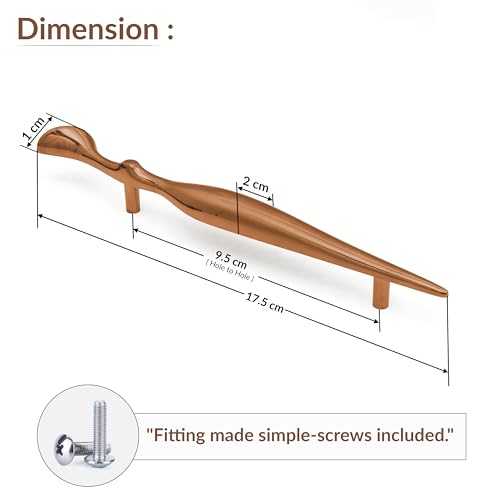 Image of Plantex Cabinet Handle /96mm Handle for Cabinet /Wardrobe Handle /Door Pull-Push Handle for Home /Office - Pack of 1 (Rose Gold)
