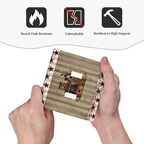 Country Birdhouse Texas Star 2 Gang Light Switch Cover Decorative Double Toggle Wall Plate Farmhouse Switchplate Electrical Home Faceplate For Bathroom Kitchen Living Room Decor #TOP5