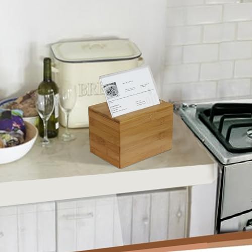 Oceanstar Bamboo Recipe Box with Divider, Natural, 6.80" W x 4.90" D x 5.10" H - Image 4