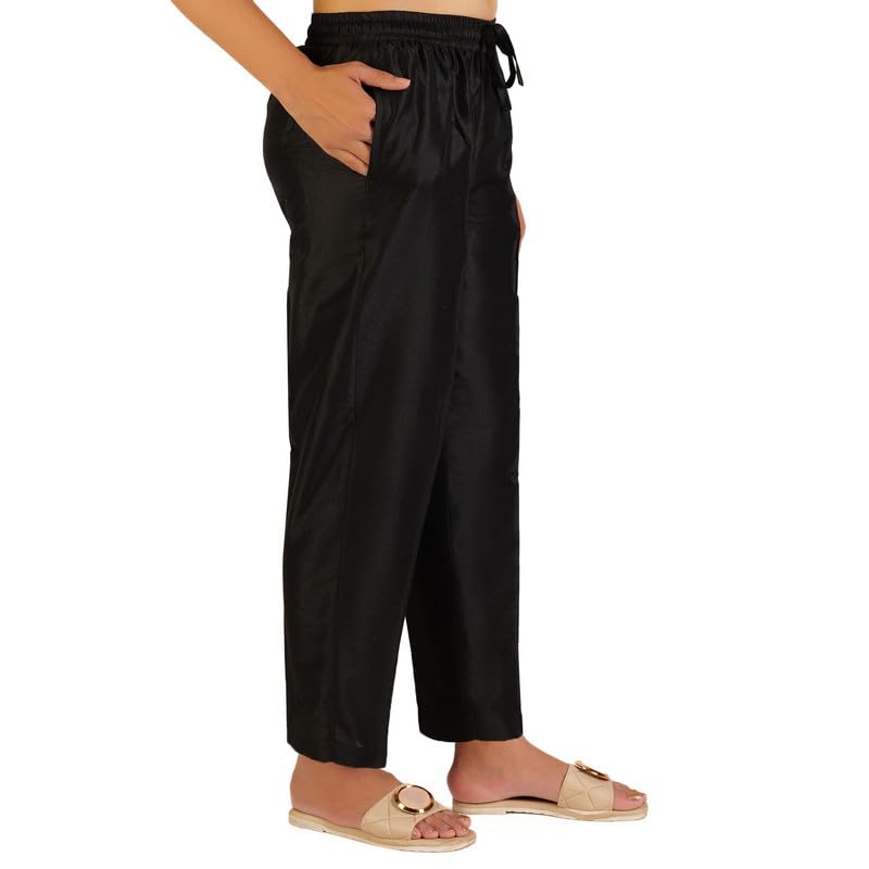 Image of Trouser Pants for Women,Stylish Trousers for Woman for Kurti Relaxed & Regular Straight fit Palazzo,Ethnic Bottom Formal Pants for Women Office wear Casual & Daily Use