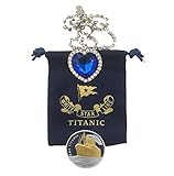 Titanic White Star Line Heart of the Ocean Necklace and Titanic Coin