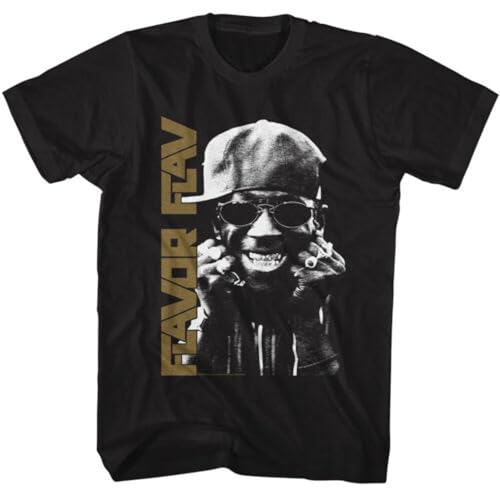 Flavor Flav Iconic Gold Rings & Grill Smile Men's T Shirt Rap Band Music Merch BlackXL