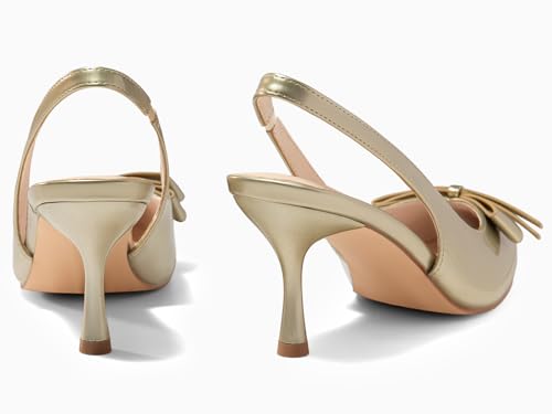 Image of Coutgo Womens Slingback Kitten Heels Bow Closed Pointed Toe Pumps Slip on Office Work Dress Shoes