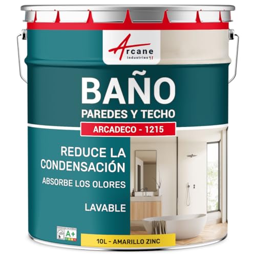 Pintura para baño, muros y techos: Arcadéco Baño - 10 L Amarillo Zinc - RAL 1018 - ARCANE INDUSTRIES
