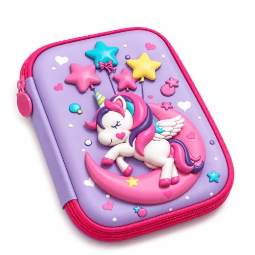 Image of Umadiya Premium Eva 3D Cover Large Capacity Pencil Case Compartments, School Pouch Stylish Pen Holder (Pink Unicorn)