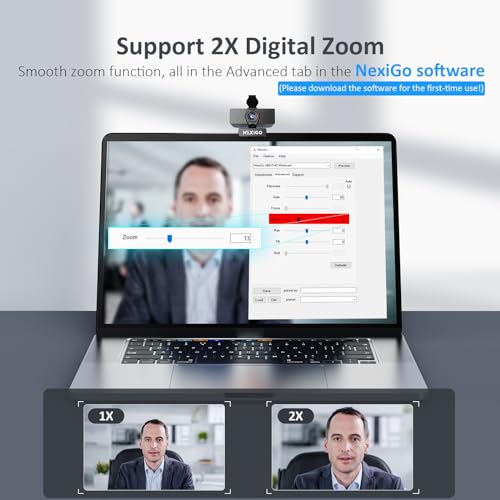 Image of NexiGo N60 Pro (Gen 2) 1080P Webcam with Distortion-Free Lens, USB A to Type-C Data Cable, Noise Reduction Mic & Privacy Cover, for Zoom /Skype /Teams /Webex, Laptop MAC PC Desktop