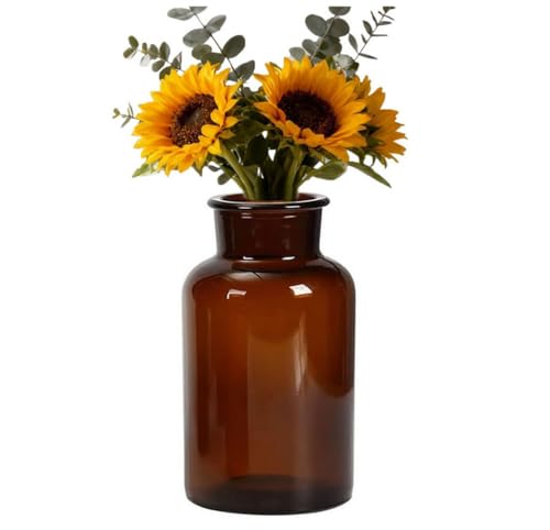 500ml Empty Amber Glass Vase Small Bud Vase Apothecary Jars Decorative Glass Bottles Tabletop with Creative Rope Design for Home Decor Centerpiece Wedding Party Wedding Rustic Home Table Decor