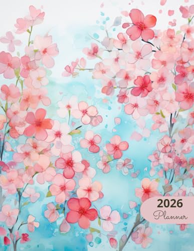 2026 Planner: Soft Florals Sakura Cherry Blossoms: Stylish Weekly and Monthly Organization image 2