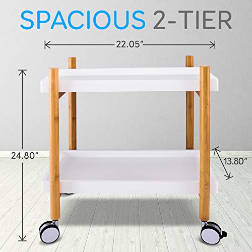 Serenelife Rolling Home Bar Serving Cart - 2-Tier Mobile Kitchen Serving Trolley Carter Rolling Bar With Removable Trays And 4 Wheels - Coffee, Tea, Wine, Whiskey Holder Serving Cart Slsrvcrt400 #TOP1