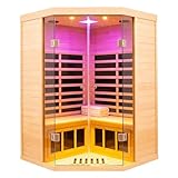 2-3 Person Low EMF FAR Infrared Sauna, Hemlock 2 Door Luxury Toughened Glass Indoor Saunas for The Home, 1520w, App & LCD Panel Control, Chromotherapy Lights, Reading Lights, Bluetooth Speakers