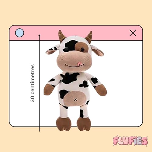 Image of Fusked Flufies Cow Soft Toys for Kids - 25 cm Soft and Safe Kids Toys - Plush Cute Soft Toys for Baby Girl and Boys Birthday Gifts