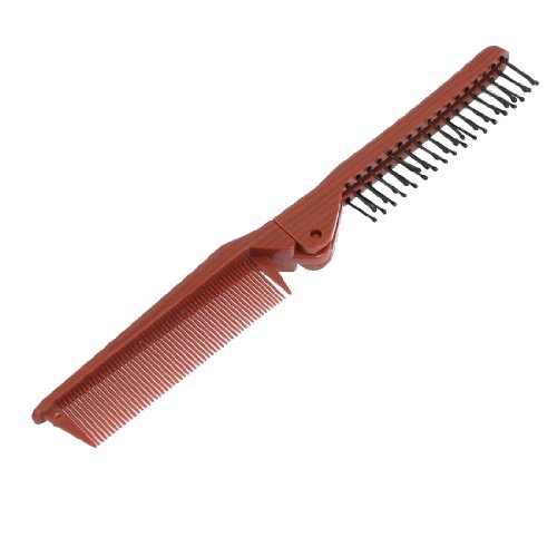 uxcell Foldable Design Red Plastic Hair Comb Black Rounded Teeth Hairbrush