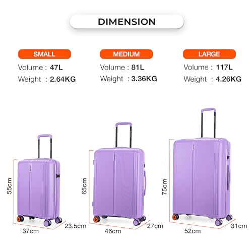 Image of Nasher Miles The Line Hard-Sided Polypropylene Check-in Luggage 28 inch | 75cm | 8 Wheels Large Trolley Bag for Travel | Suitcase (Purple)