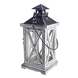 farol madera vintage Portavelas vintage estilo europeo de madera, resistente al viento, para decoración del hogar
