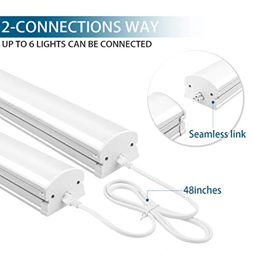 Barrina (Pack Of 2) 4Ft 45 Watt Extendable Utility Led Shop Light Workbench Light 6500K Super Bright White 4500Lm 300W Equivalent Built-In On/Off Switch Frosted Linear Led Light Bar #TOP3
