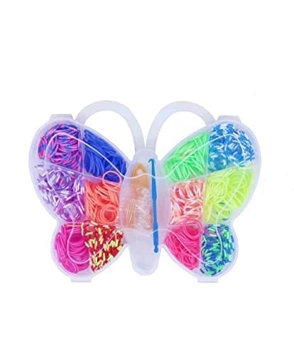 Just Flowers Loom Rubber Band Kit For DIY Crafts, 8 Colored Loom Band Set With Butterfly Design Case, (Pack of 1)